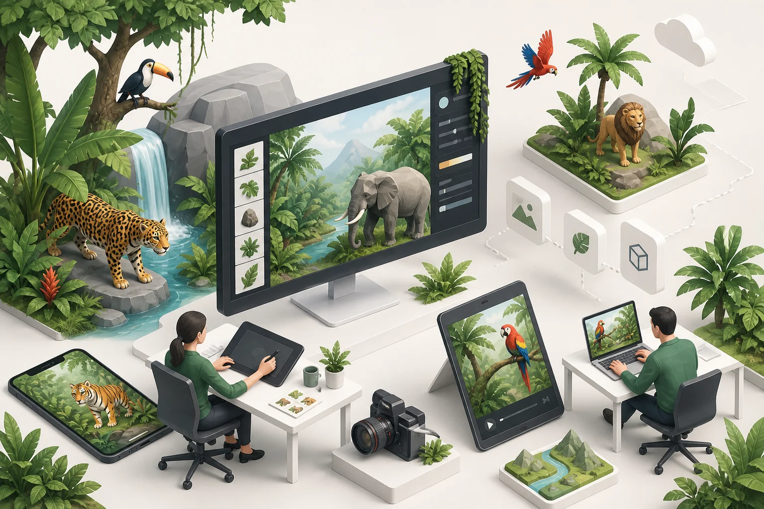 L'utilisation des thèmes de la jungle et des animaux exotiques dans les médias interactifs